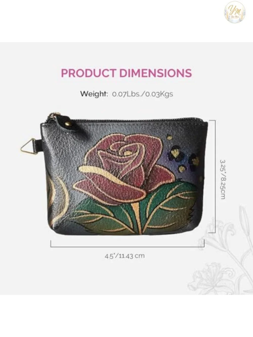 Hand Painted Leather Coin Pouch Purse